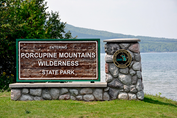 sign: Porcupine Mountains Wilderness State Park